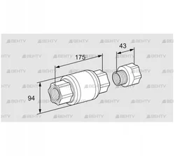 GRSF 40R (03150675) Обратный клапан с пламяпреградителем Kromschroder