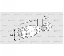 GRSF 25R (03150674) Обратный клапан с пламяпреградителем Kromschroder